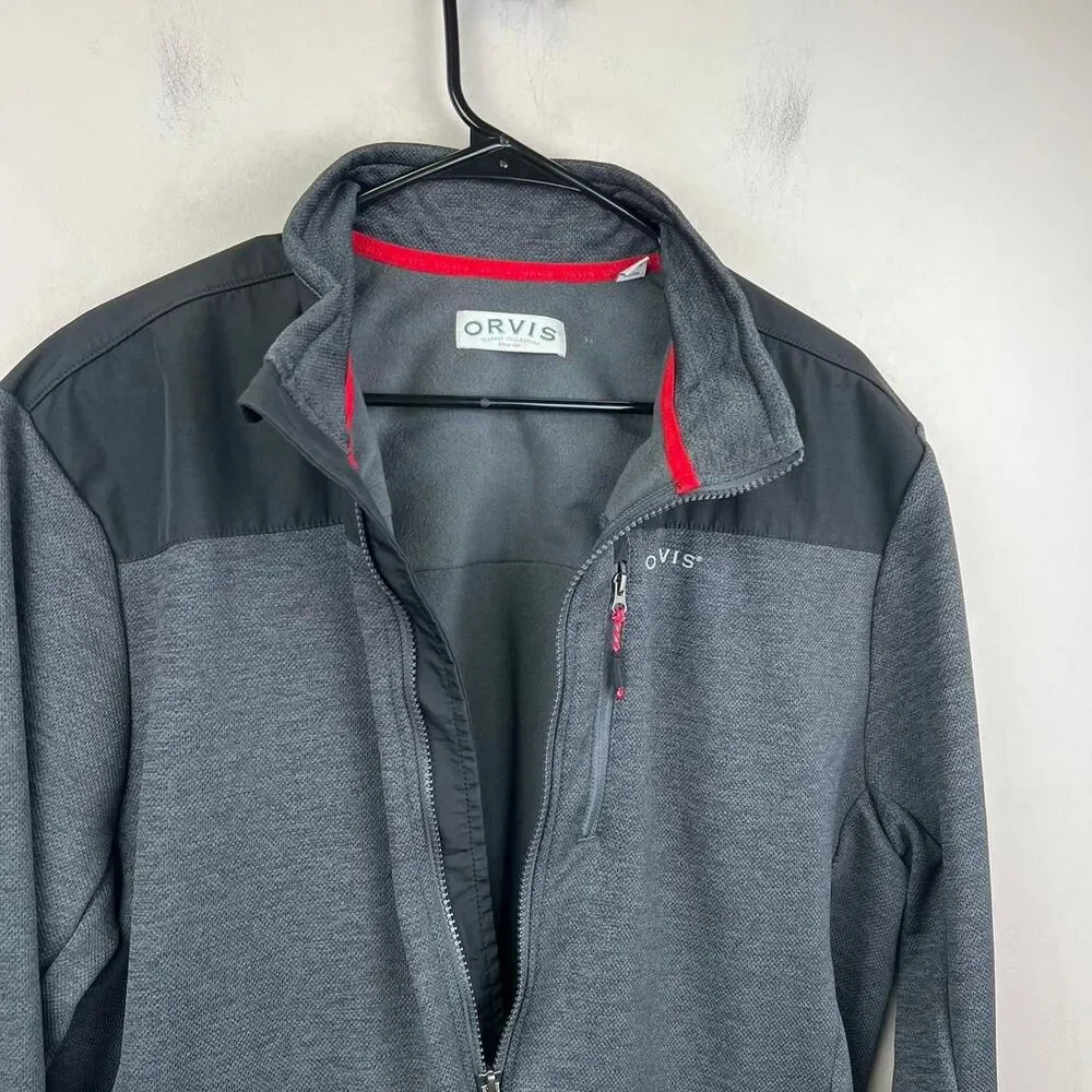 Orvis Full Zip Jacket  Gray Zippered Pockets Outdoor Size L